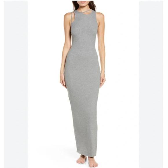 SKIMS Dresses & Skirts - SKIMS Soft Lounge Rib Cutout Nightgown Heather Grey